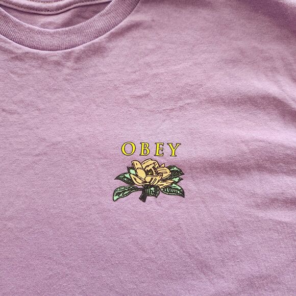 Obey Men's T-Shirt Peach Flower Size M 100% Cotton - Picture 4 of 6